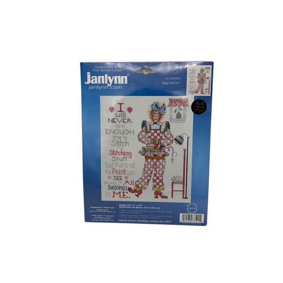 Counted Cross Stitch Kit Janlynn Sassy Stitcher Funny Lady Craft 11 X 14 Vtg - Picture 4 of 6